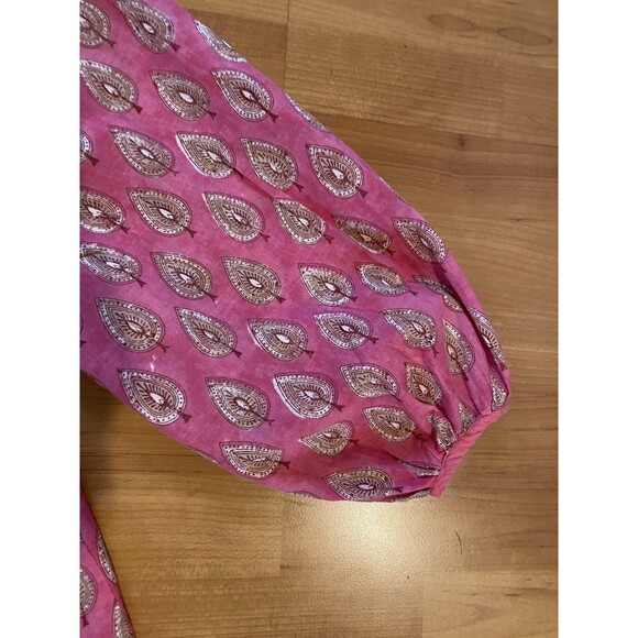 Calypso Saint Barth Size 1 Balloon Sleeve Trapeze Blouse‎ Cotton Coastal Boho - Picture 10 of 14